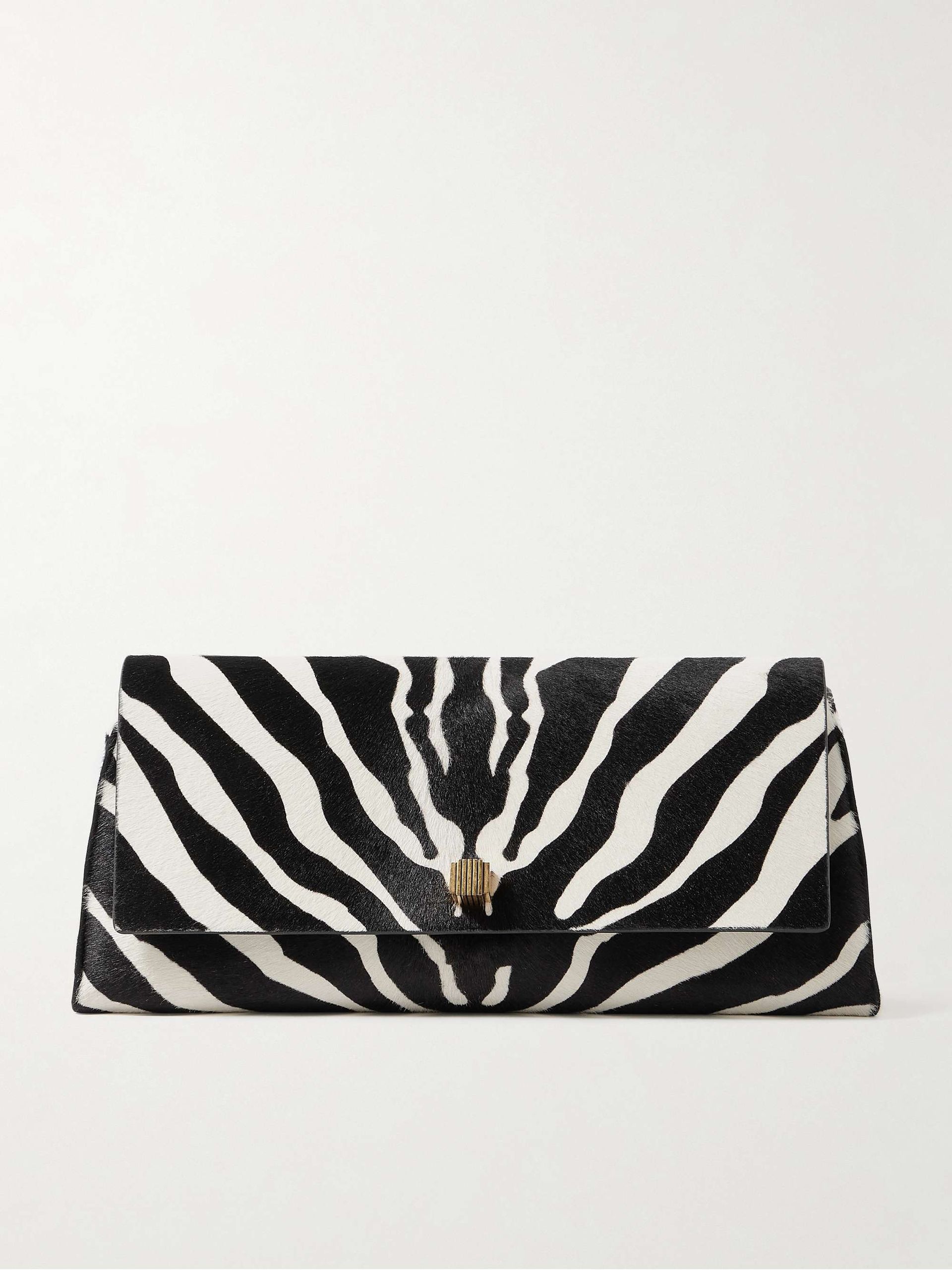 Audrey Zebra-Print Calf Hair Clutch