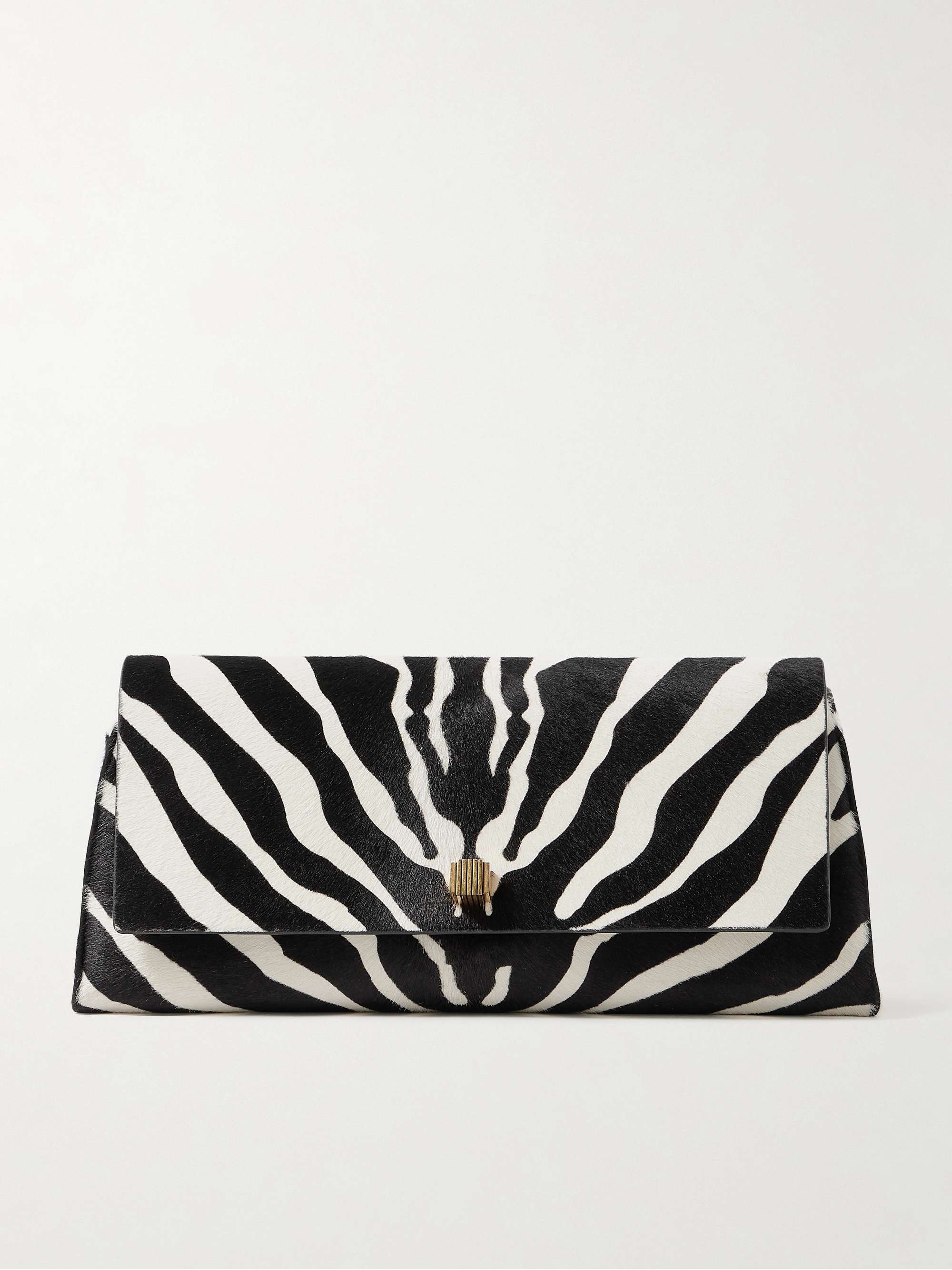 Audrey Zebra-Print Calf Hair Clutch