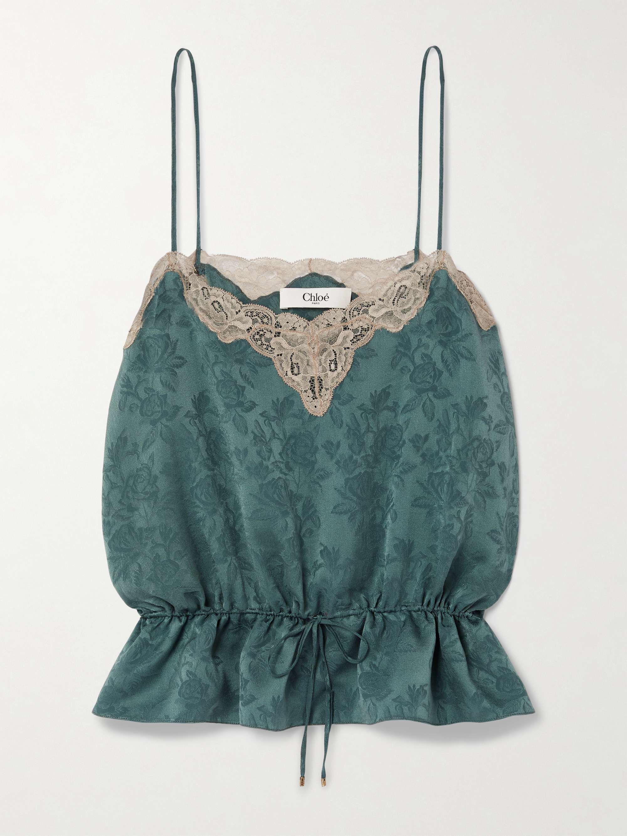 Lace-Trimmed Silk-Jacquard Camisole