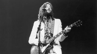 Eric Clapton performs live at the Rainbow in London in 1973