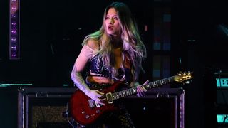 Kiki Wong of The Smashing Pumpkins performs onstage during The 33rd Annual KROQ Almost Acoustic Christmas 2024 at The Kia Forum on December 14, 2024 in Inglewood, California.