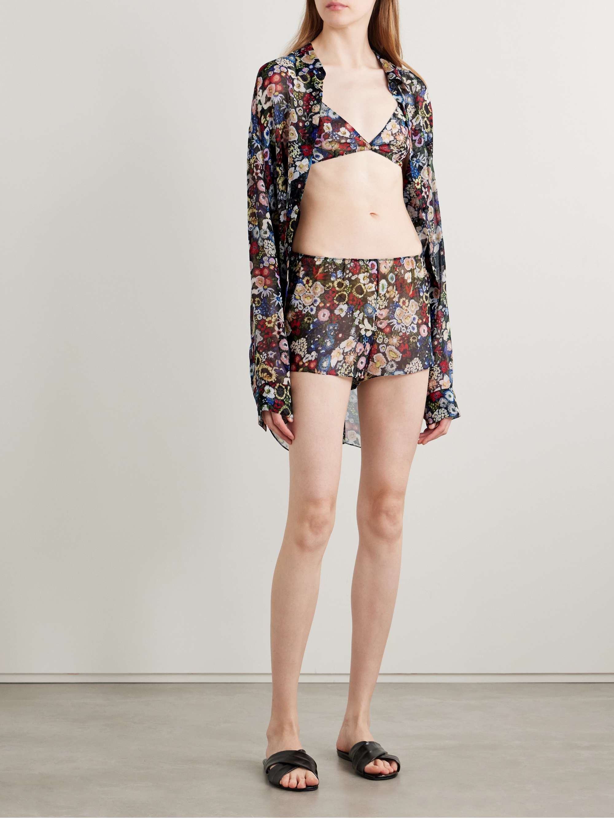 Tilly Floral-Print Silk-Chiffon Shorts