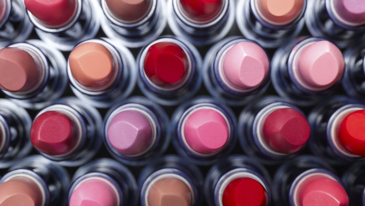 Overhead view of lipsticks