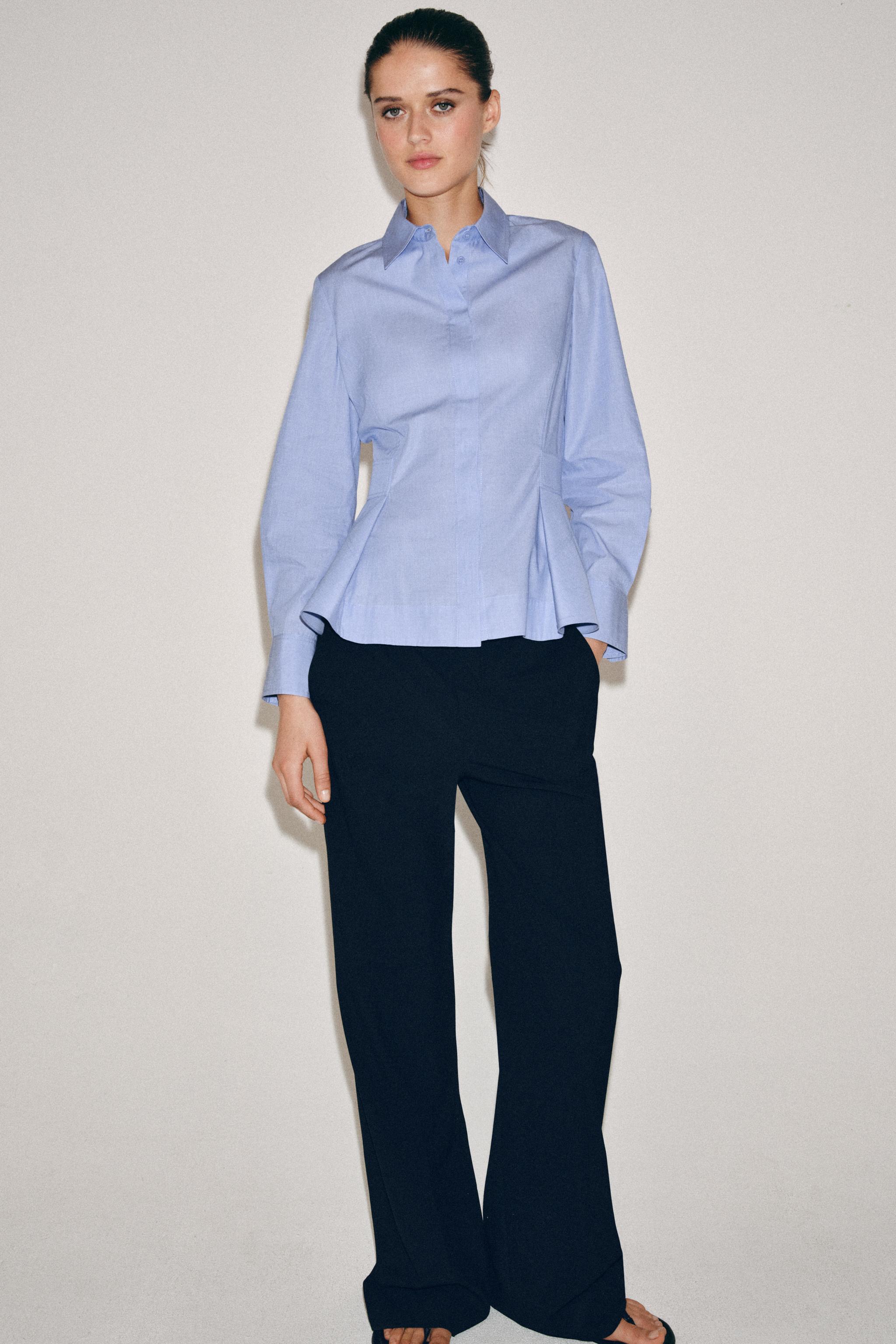 Zw Collection Peplum Poplin Shirt