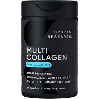 Sports Research Multi Collagen Pills (type I, Ii, Iii, V, X) Hydrolyzed Collagen Peptides With Hyaluronic Acid + Vitamin C | Non-Gmo Verified 
Gluten Free - 90 Capsules