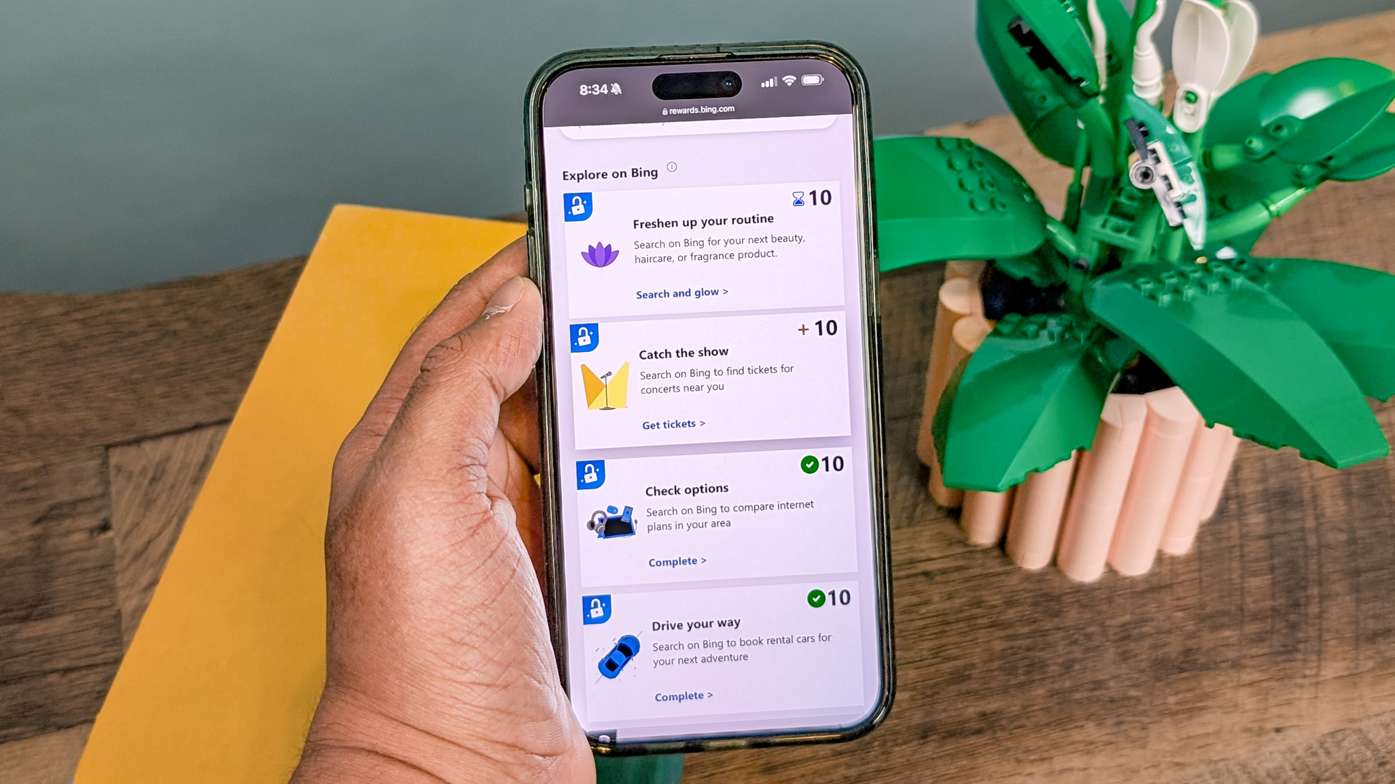 The Microsoft Rewards dashboard on a phone