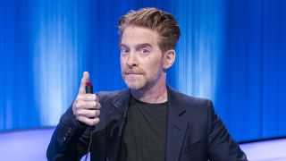 Seth Green pressing buzzer in Celebrity Jeopardy!