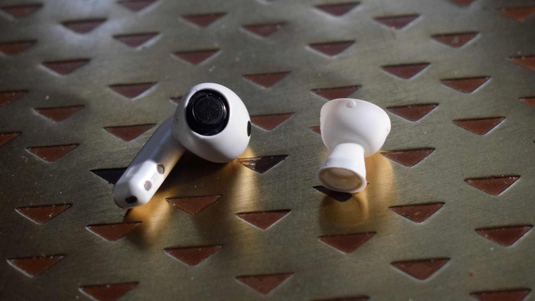 The Samsung Galaxy Buds 4 Pro on a table, with the tip removed.