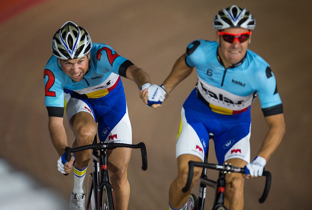 Kenny de Ketele &amp; Moreno de Pauw of Belgium compete in the Six Day London