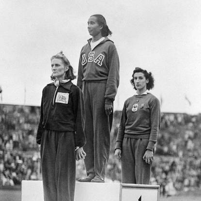 photo of Alice coachman at medal ceremony olympics 1948