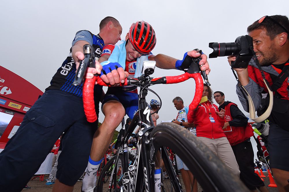 David de la Cruz after the finish of stage 10 at the Vuelta