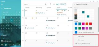 Windows 10 Calendar Light and Dark Modes