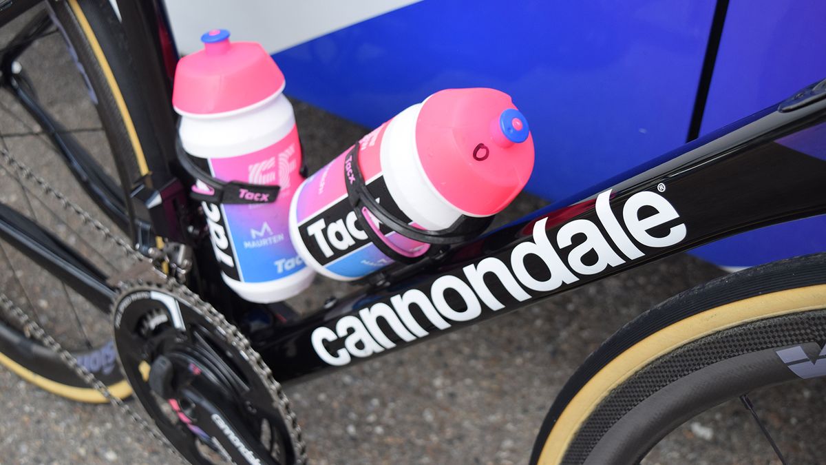 Tacx Ciro cages have been neatly colour-matched to EF Education First's pink branding