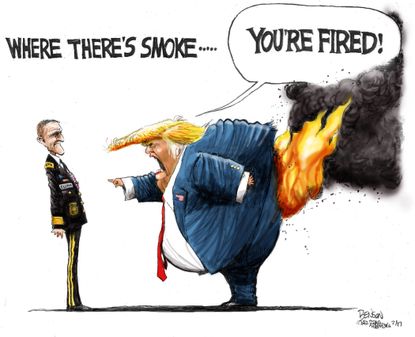 Political Cartoon U.S. Flynn Trump you're fired