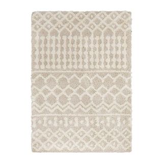 A white and beige patterned rug
