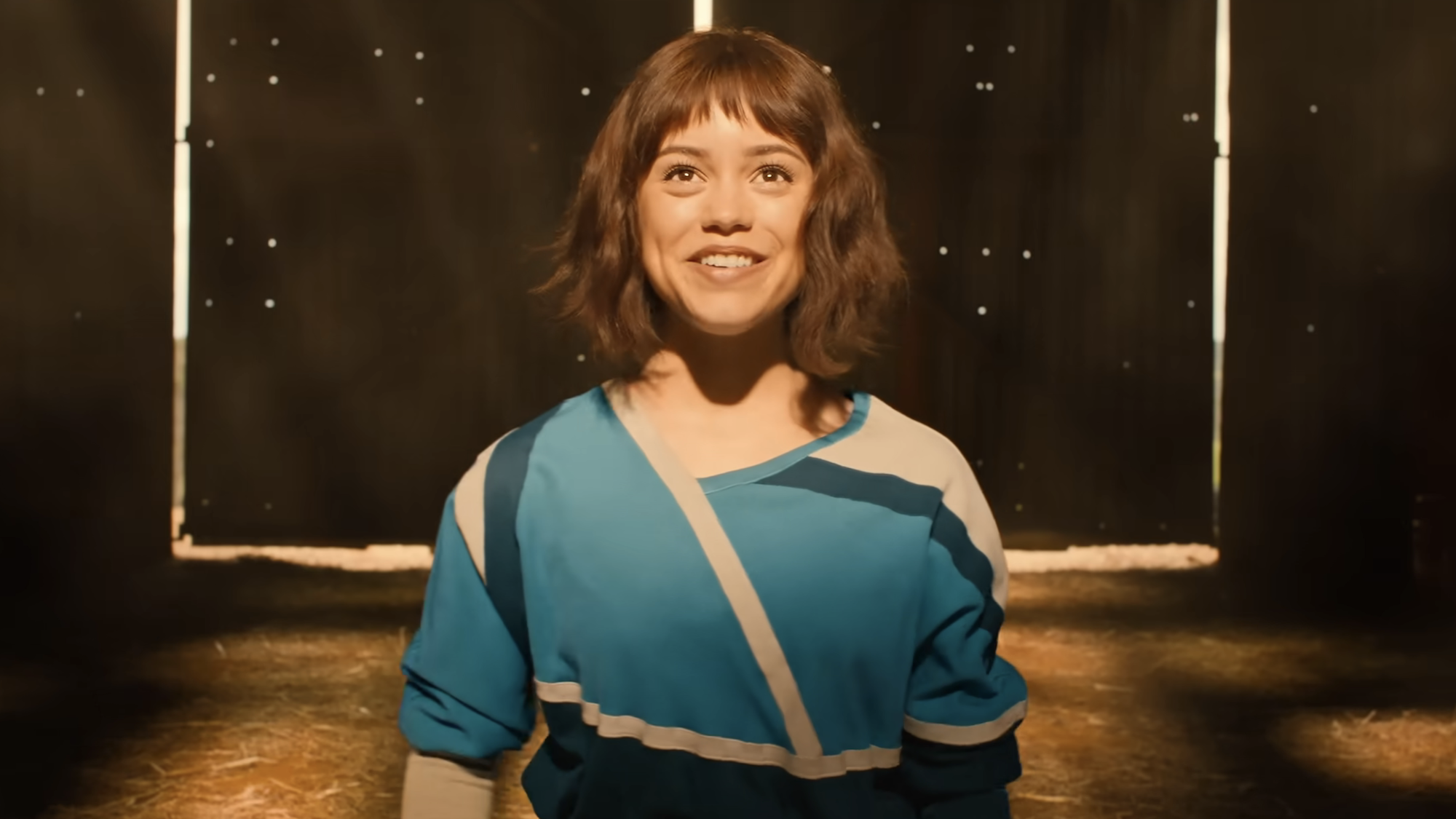 Jenna Ortega smiling in Klara and the Sun