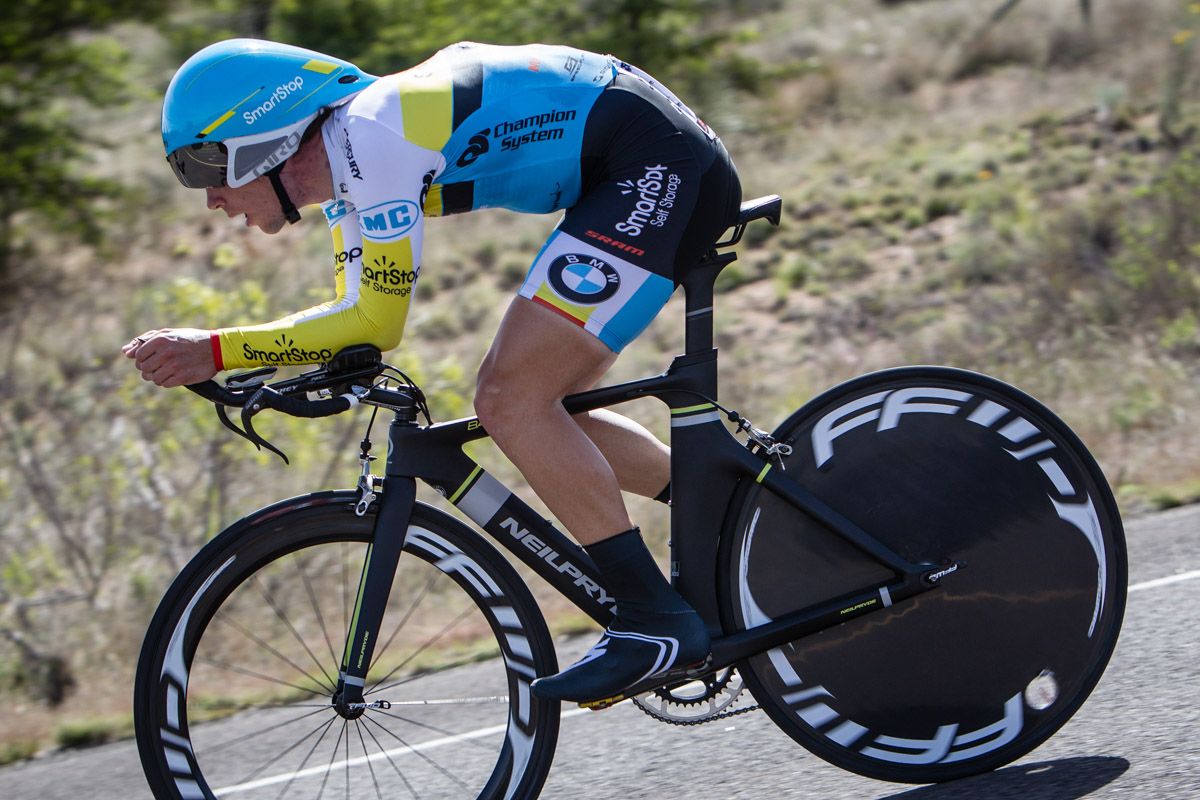 Evan Huffman (SmartStop) on the descent.