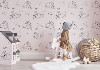 The Little Bunny wallpaper in pink by Bear & Beau