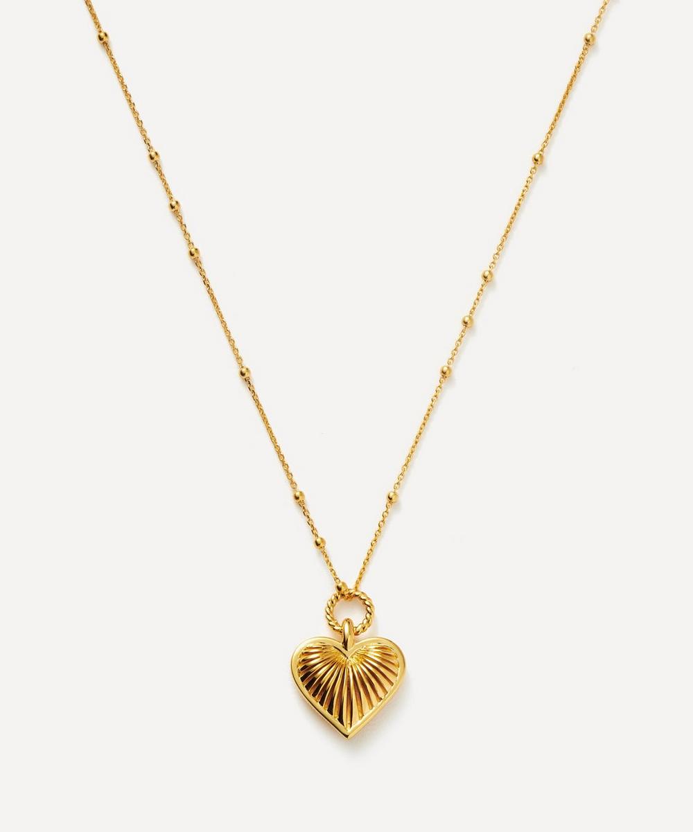 18ct Gold-Plated Vermeil Silver Ridge Heart Pendant Necklace