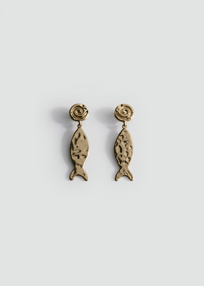 MANGO, Textured Fish Earrings - Women | Mango United Kingdom
