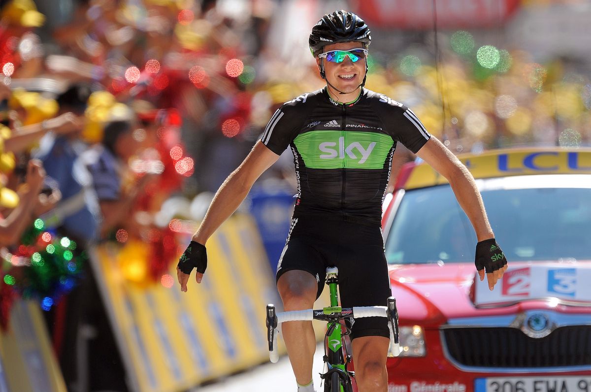 Edvald Boasson Hagen wins stage 17 of the 2011 Tour in Sky's 'rainforest' kit