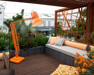 Rooftop outdoor room in City Living, Gold Medal winning Fresh Garden by Kate Gould at RHS Chelsea Flower Show 2017