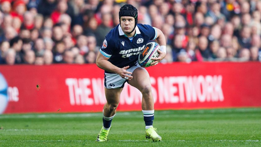 Scotland&#039;s Darcy Graham in action during the 2025 Guinness Six Nations.