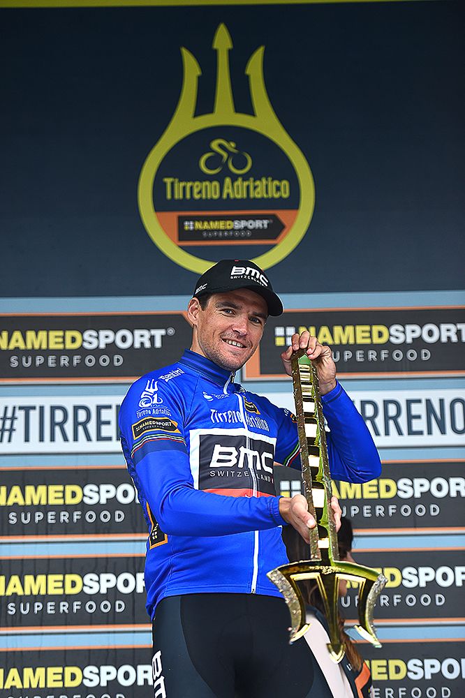 Greg van Avermaet with the Tirreno-Adriatico winner's trident