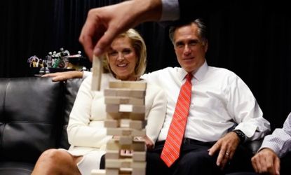 Mitt Romney playing Jenga before the Oct. 3 debate