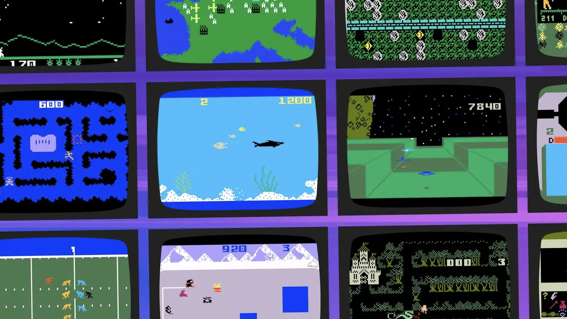 Screenshots of several Intellivision games.