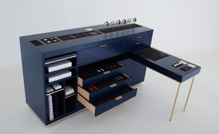 A dark colored drawer.
