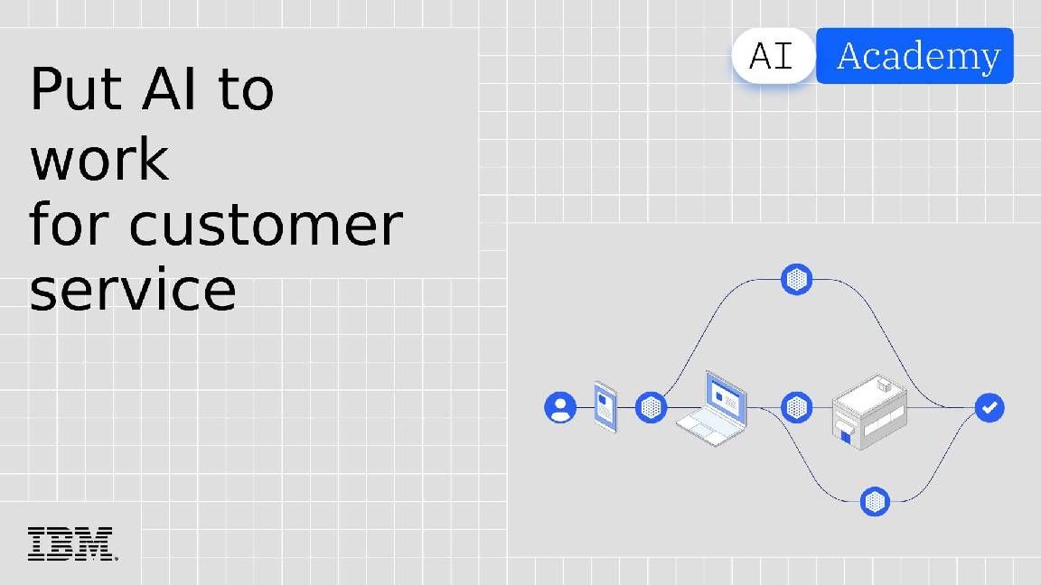Light background with dark text that says AI academy guidebook: AI for customer service