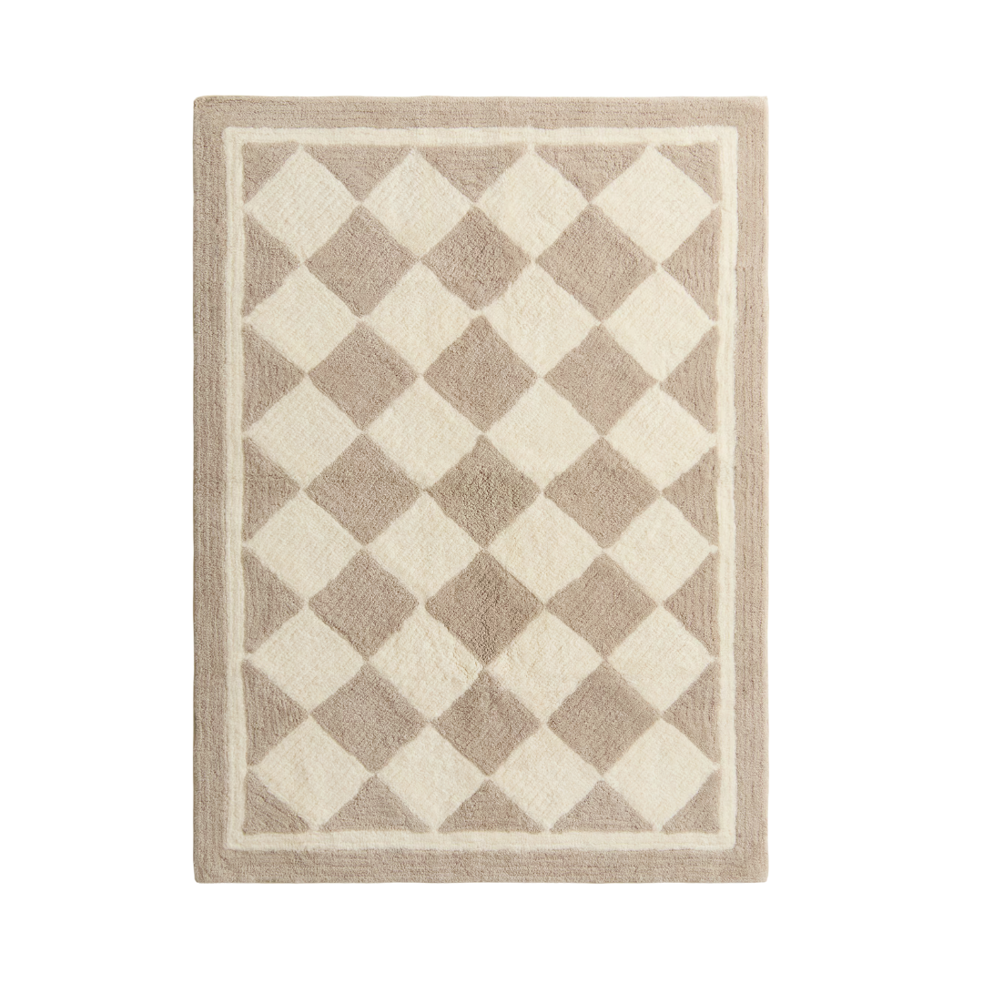 Diamond-Patterned Wool-Blend Rug - Beige/diamond-Patterned