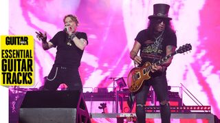 Axl Rose (left) and Slash perform onstage with Guns N' Roses