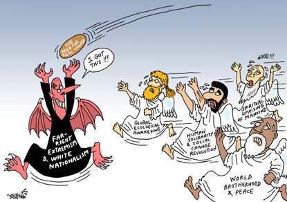Political cartoon World White supremacy alt-right world peace