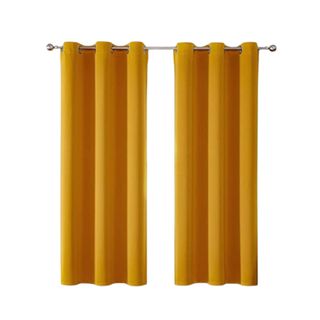 A set of yellow blackout curtains