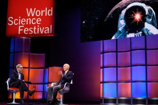 Broadcast journalist Miles O'Brien interviewed Apollo 11 astronaut Michael Collins on May 31 as part of the World Science Festival.