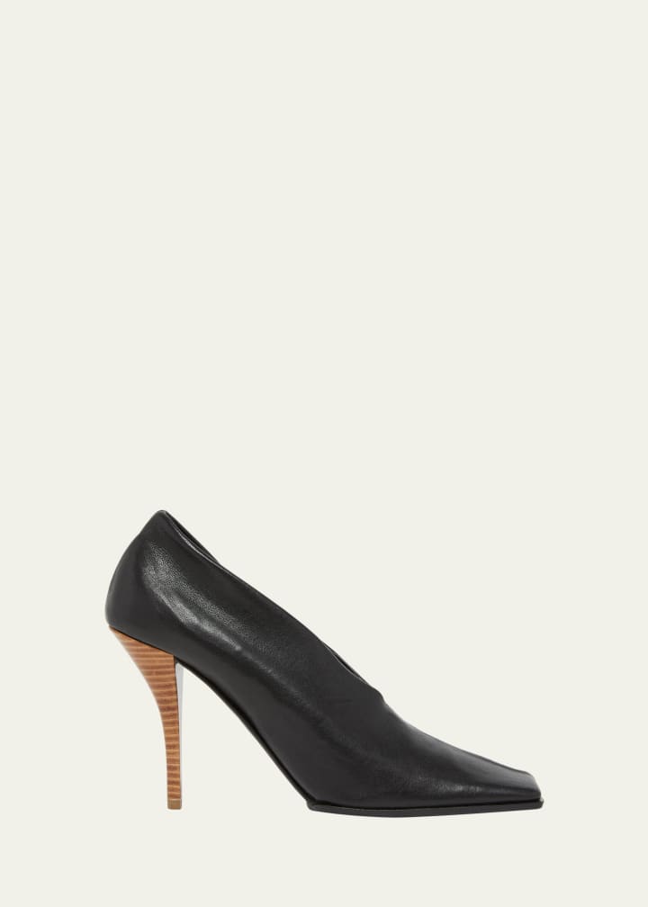 90mm Square-Toe Leather Pumps