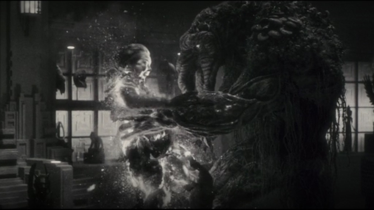 Man-Thing kills Ursula Bloodstone with his corrosive acid in Werewolf by Night