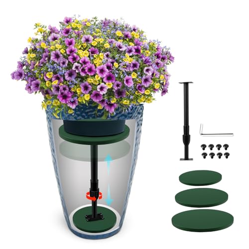 Adjustable Height Planter Inserts for Large Pots, 12-21" Rise Wooden Planter Fillers Risers for Inside Pots Outdoor Indoor, Planter Lift Insert for Tall Square Round Taper Planter (6"8"10" Base or