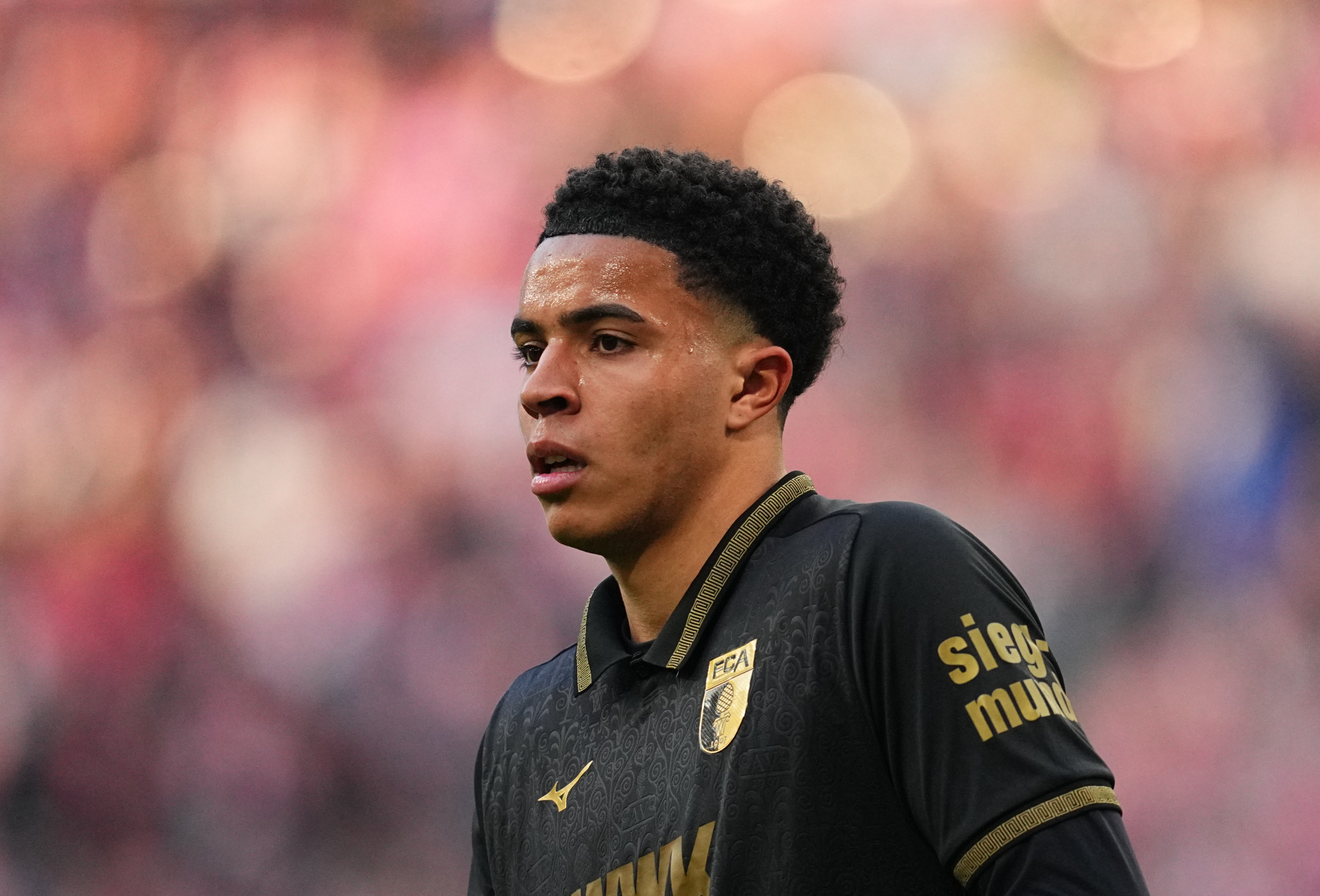 Noahkai Banks (FC Augsburg) looks on during Matchday 25 1.Bundesliga: RBLeipzigandFCAugsburg at RedBullArena, Leipzig, Germany on March 07 2026. (Photo by Ulrik Pedersen/NurPhoto via Getty Images)
