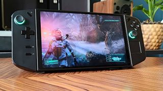 Lenovo Legion GO handheld with Returnal gameplay on screen