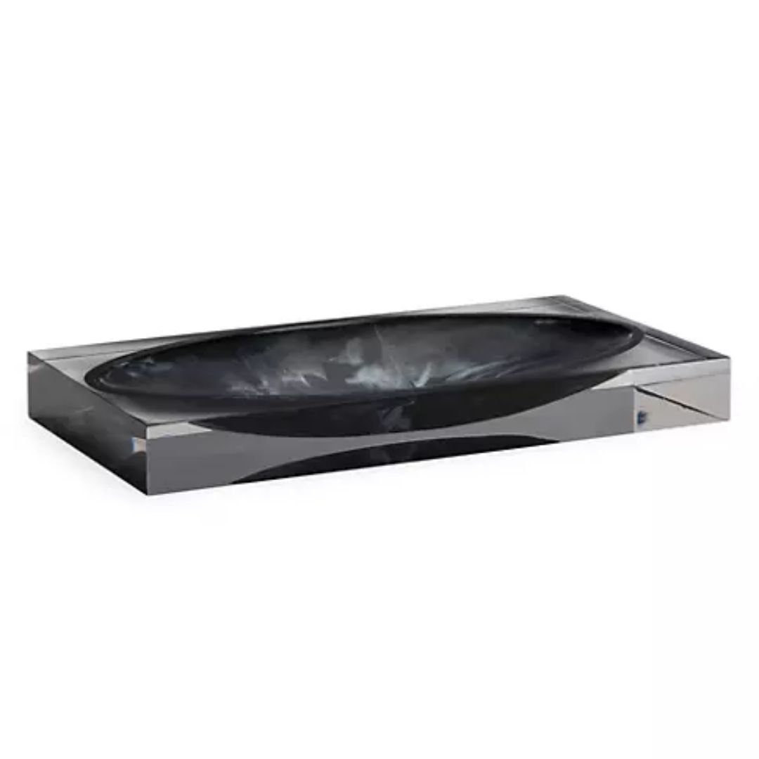 A black resin tray
