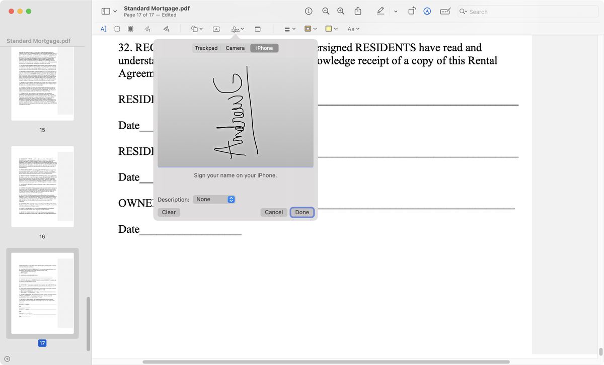 Apple Preview during our eSign software tests