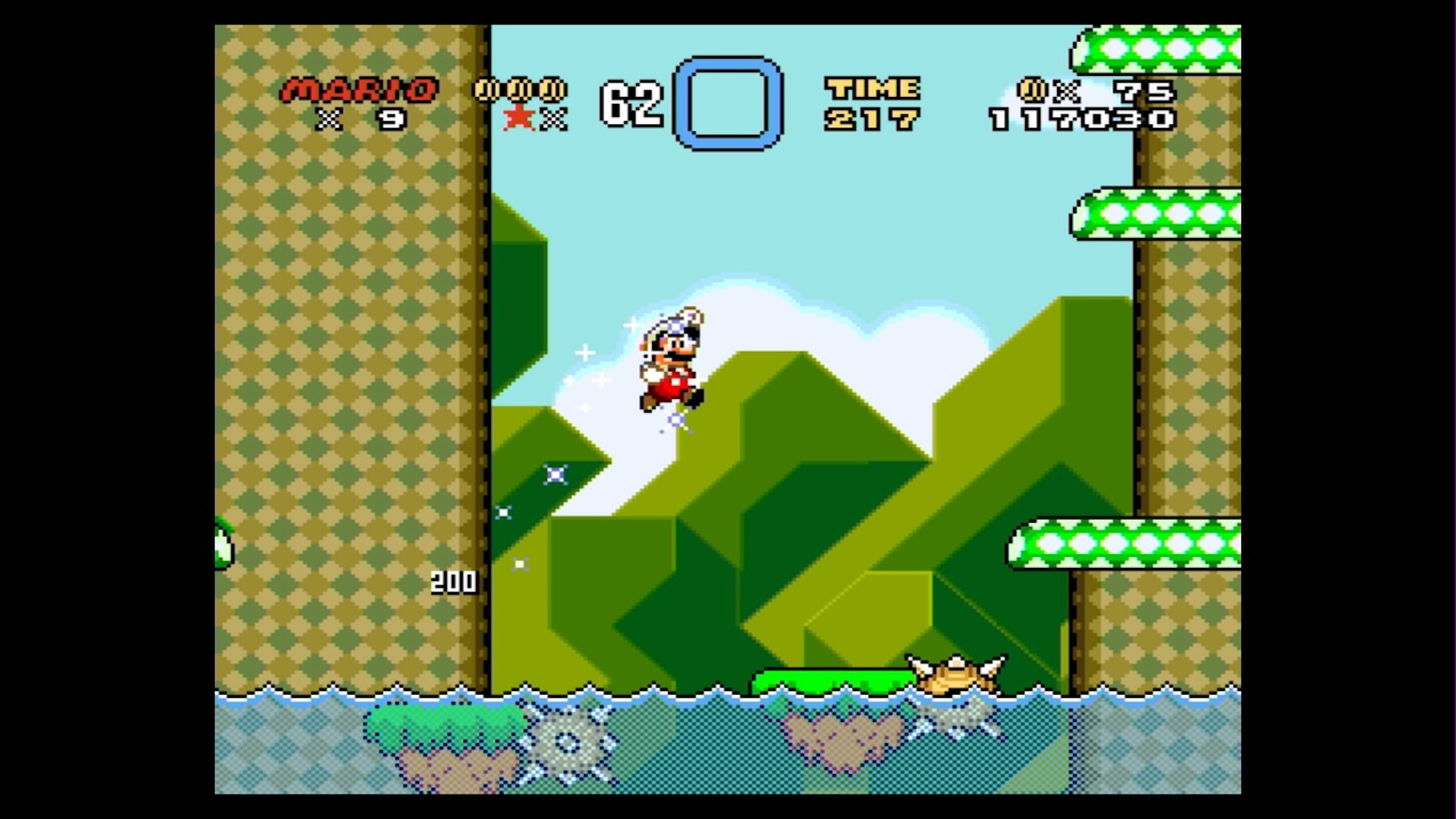 Super Mario jumping in Super Mario World