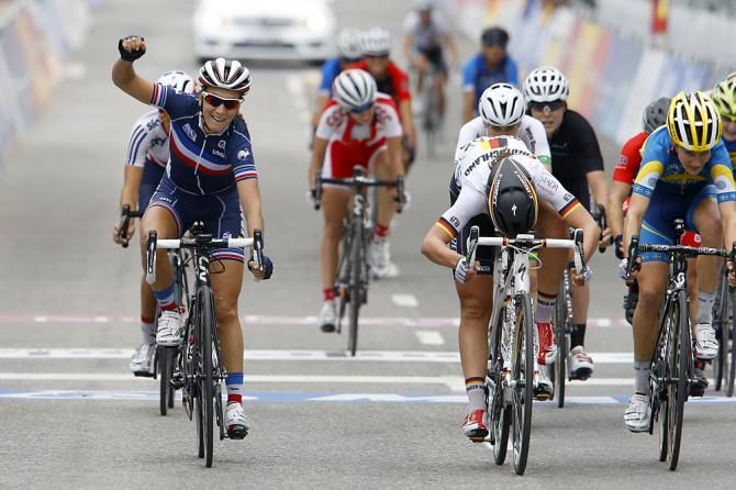 Pauline Ferrand-Prevot (France) wins the sprint for gold