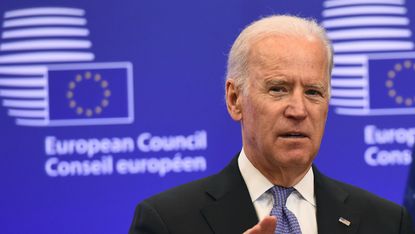 Joe Biden addresses the European Council while serving as vice-president under Barack Obama.