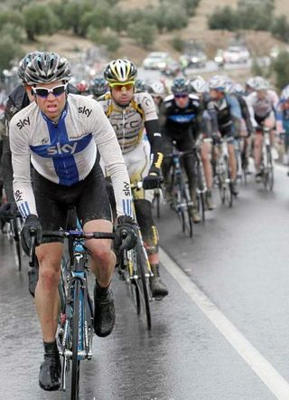 Kjell Carlström (Sky Professional Cycling Team) drives the peloton