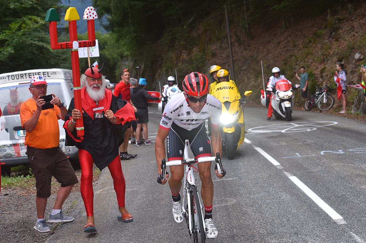 Alberto Contador tries his luck on stage 17 of the Tour de France