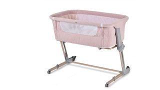 pink bedside crib for home and travel